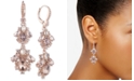Marchesa Rose Gold-Tone Crystal Cluster Double Drop Earrings